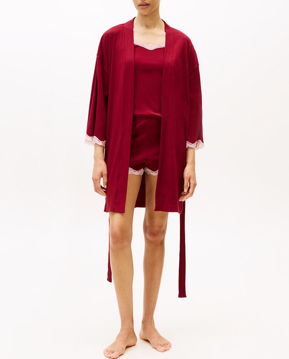 Imagen 0 de Kimono con cinturón y detalles de encaje