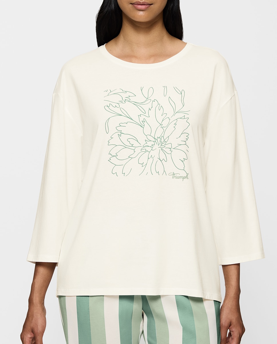 Imagen 0 de Camiseta de pijama con manga francesa de algodón orgánico muy confortable