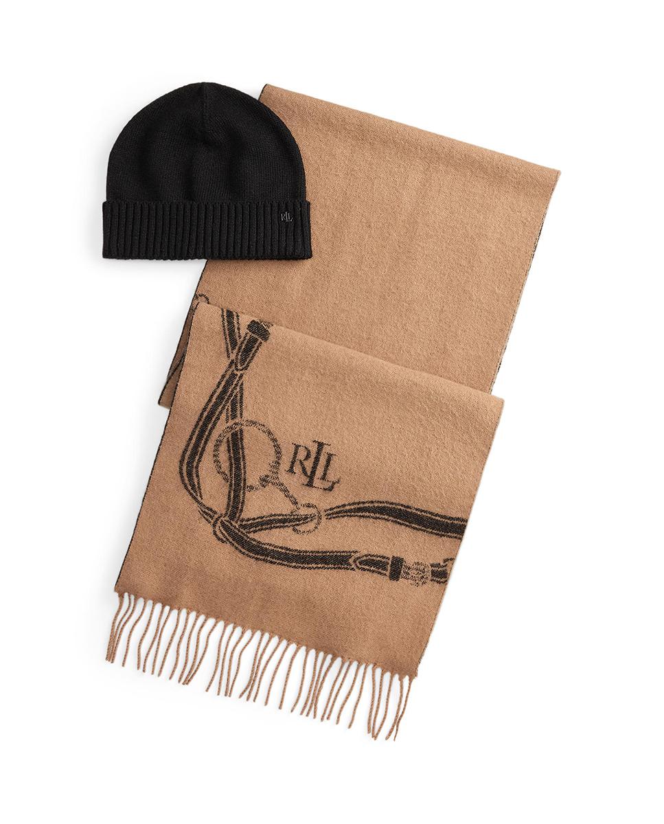 Imagen 0 de Conjunto de bufanda y gorro de mujer de punto
