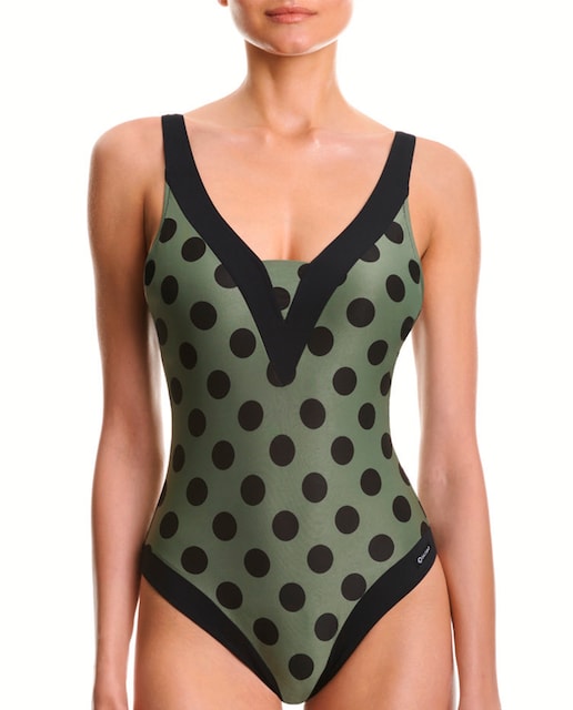 Imagen 0 de Bañador de mujer de escote modestia con copa interior y tirante regulable