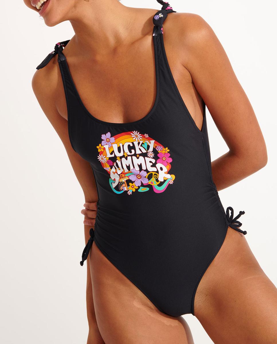 Imagen 0 de Bañador de mujer tipo camiseta con dibujo delantero