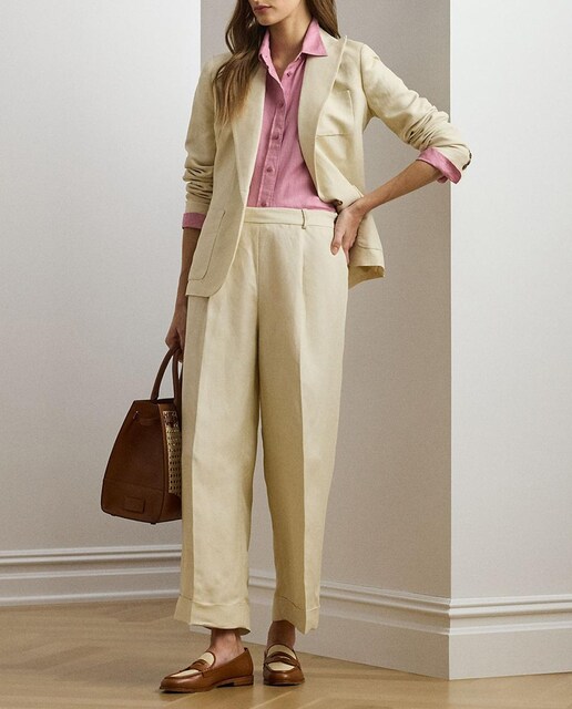 Imagen 0 de Pantalones anchos de mujer de traje con pinzas