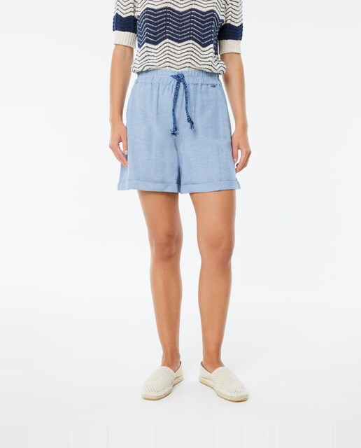 Imagen 0 de Berrmuda ancha de mujer de tiro alto con algodón y lino