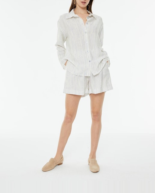 Imagen 0 de Short de mujer rayas azules con bolsillos laterales