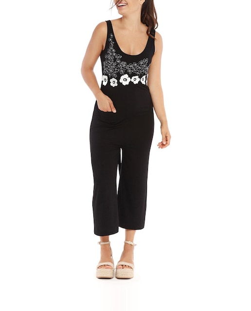 Imagen 0 de Mono de mujer, de tirantes y con bordado en el delantero