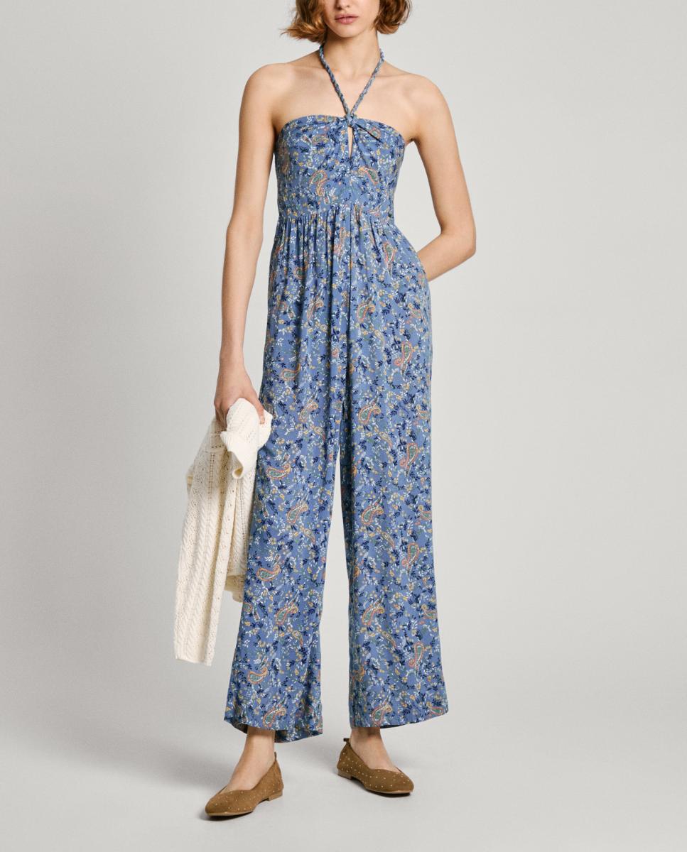 Imagen 0 de Mono largo de mujer estampado cuello halter