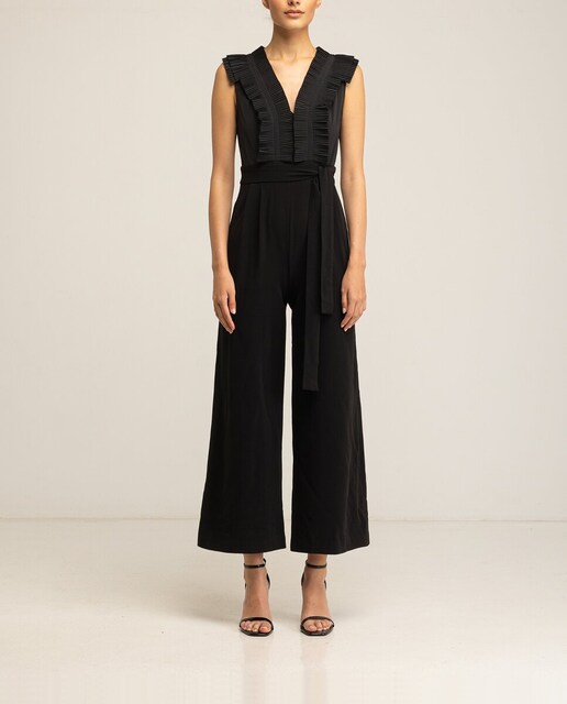 Imagen 0 de Mono de mujer Clair con escote pico y detalles plisados