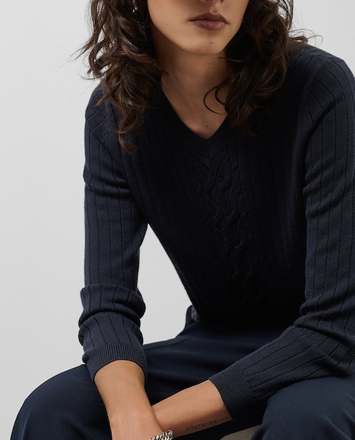 Imagen 0 de Jersey de mujer escote pico con franja central