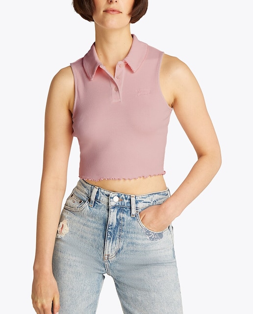 Imagen 0 de Polo de mujer de canalé y sin mangas