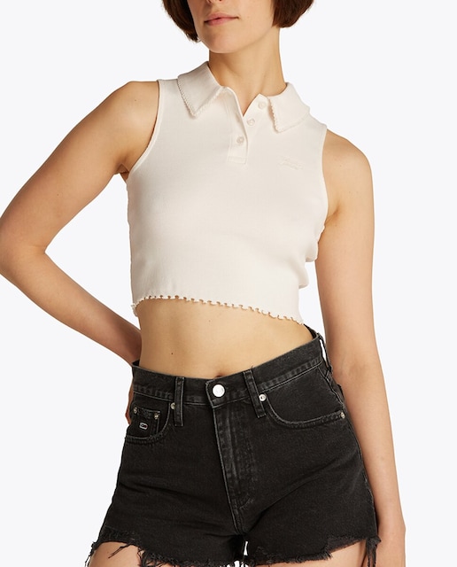Imagen 0 de Polo de mujer de canalé y sin mangas