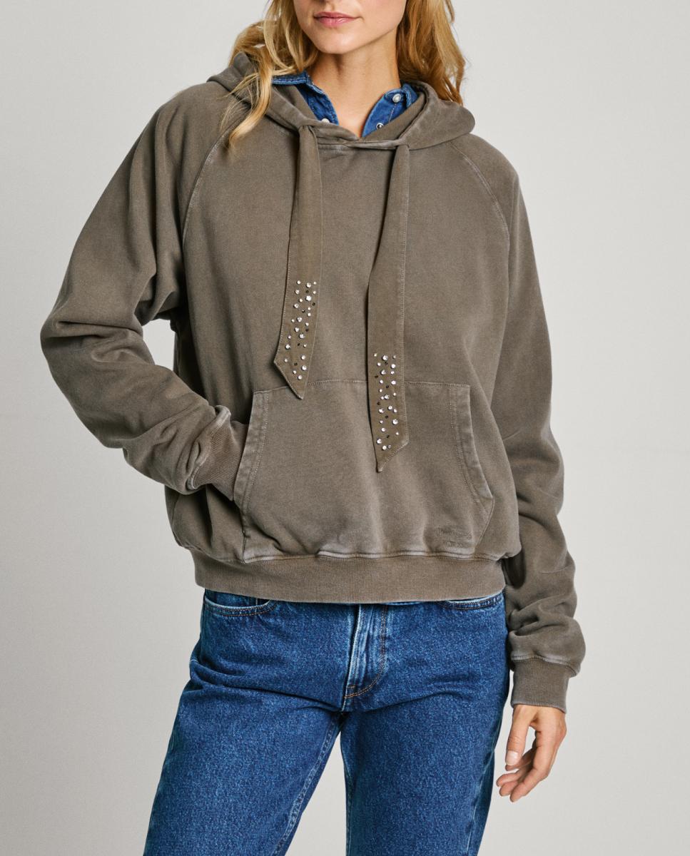 Imagen 0 de Sudadera de mujer con capucha detalles de cristal
