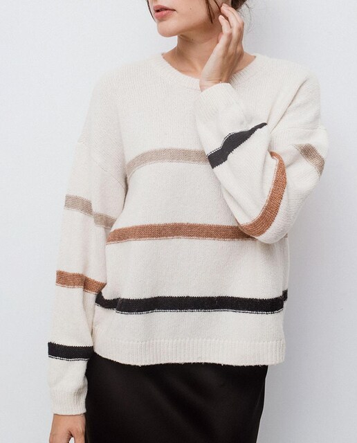 Imagen 0 de Jersey de mujer con cuello redondo y rayas