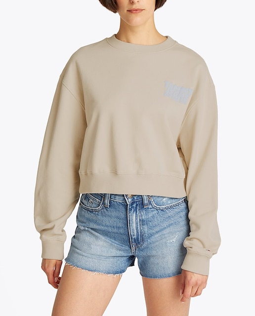 Imagen 0 de Sudadera de mujer cropped con cuello redondo y logotipo bubble