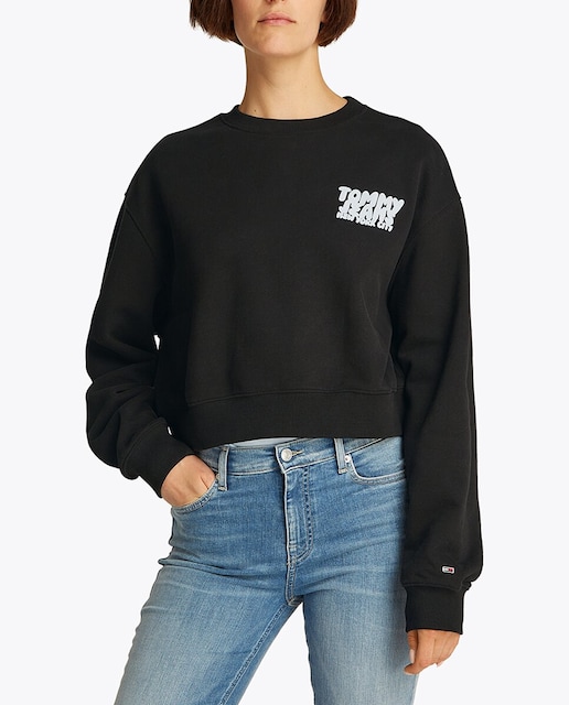 Imagen 0 de Sudadera de mujer cropped con cuello redondo y logotipo bubble