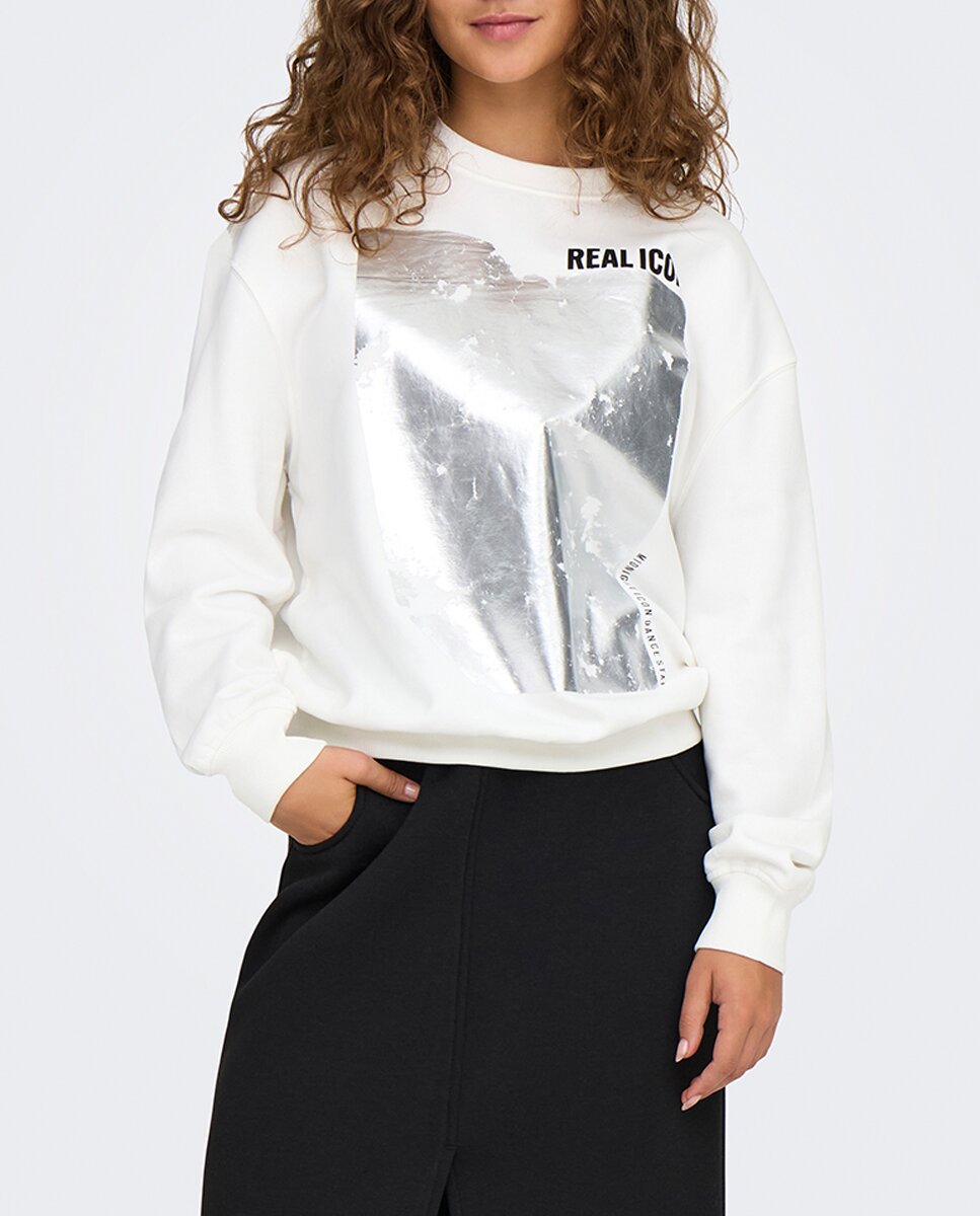 Imagen 0 de Sudadera de mujer con estampado y cuello redondo