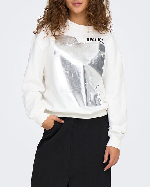 Imagen 0 de Sudadera de mujer con estampado y cuello redondo