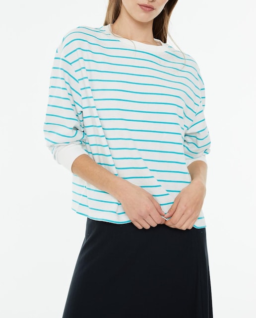 Imagen 0 de Sudadera de mujer rayas marineras con cuello redondo