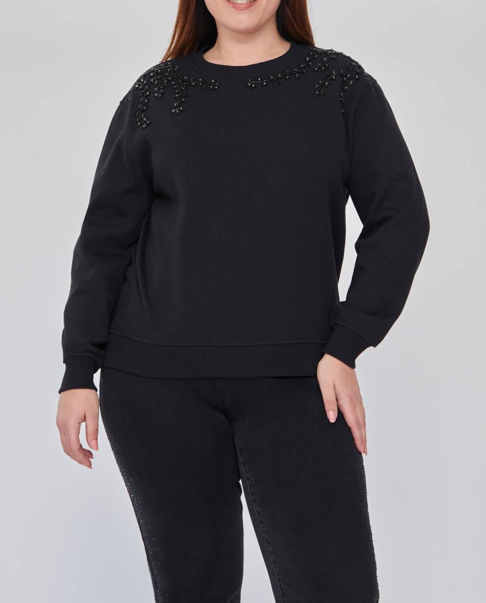 Imagen 0 de Sudadera cuello redondo detalle strass