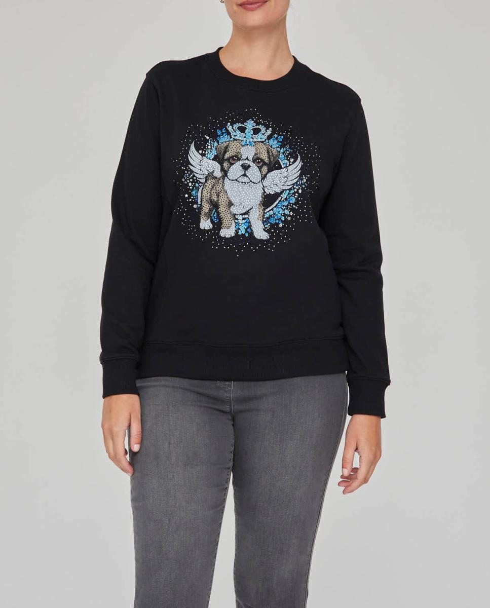 Imagen 0 de Sudadera estampada manga larga con strass