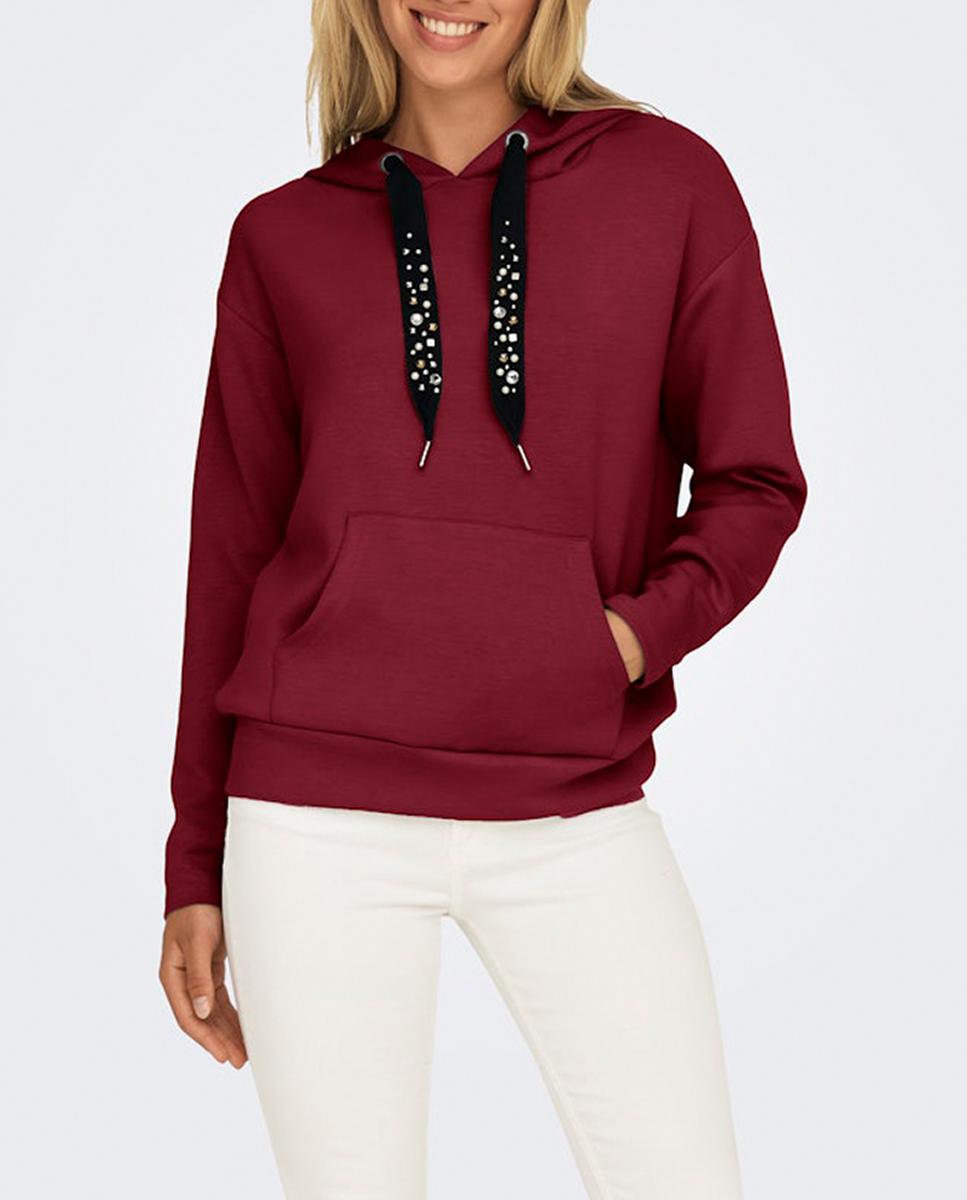 Imagen 0 de Sudadera de mujer capucha ajustable con cintas con strass