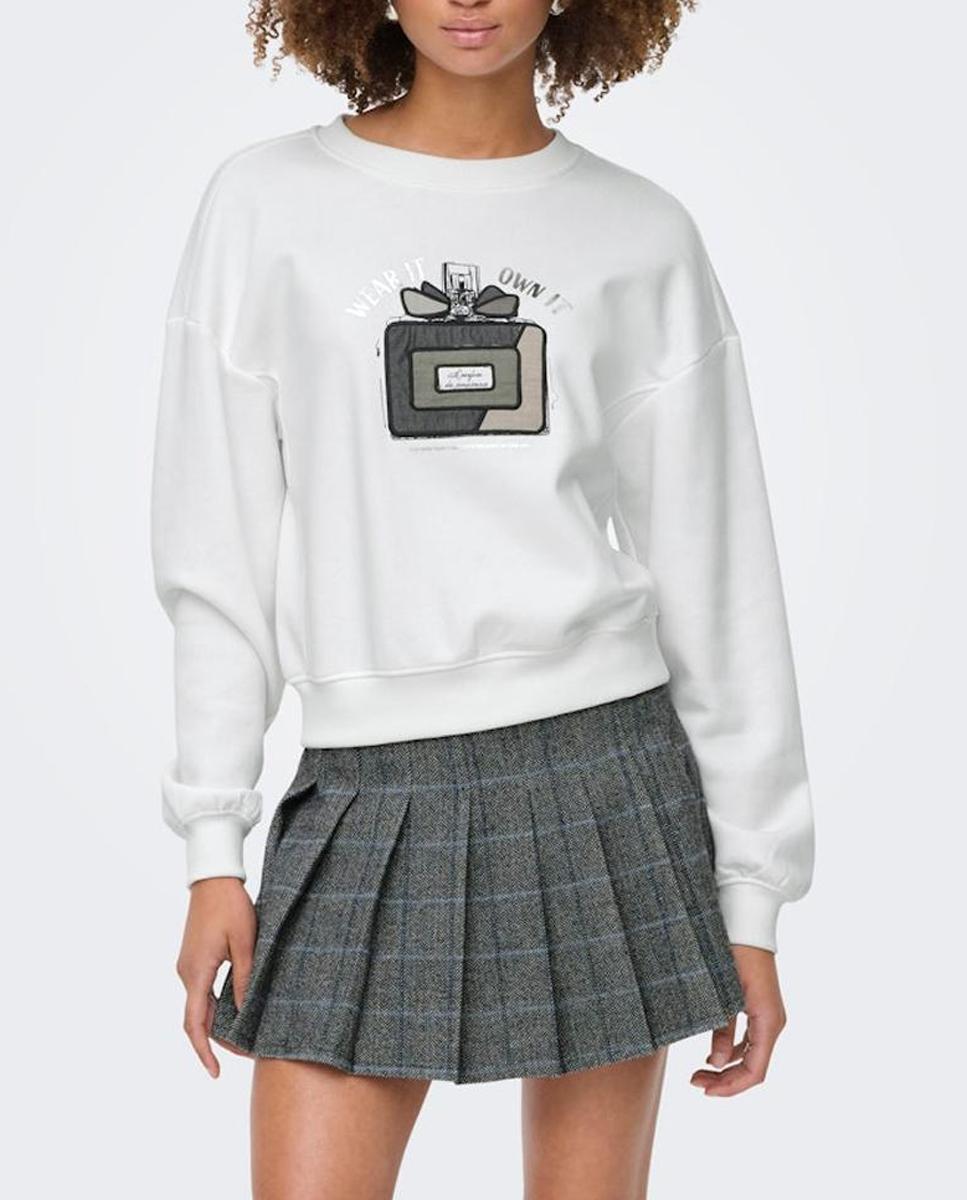 Imagen 0 de Sudadera con print y cuello redondo de mujer