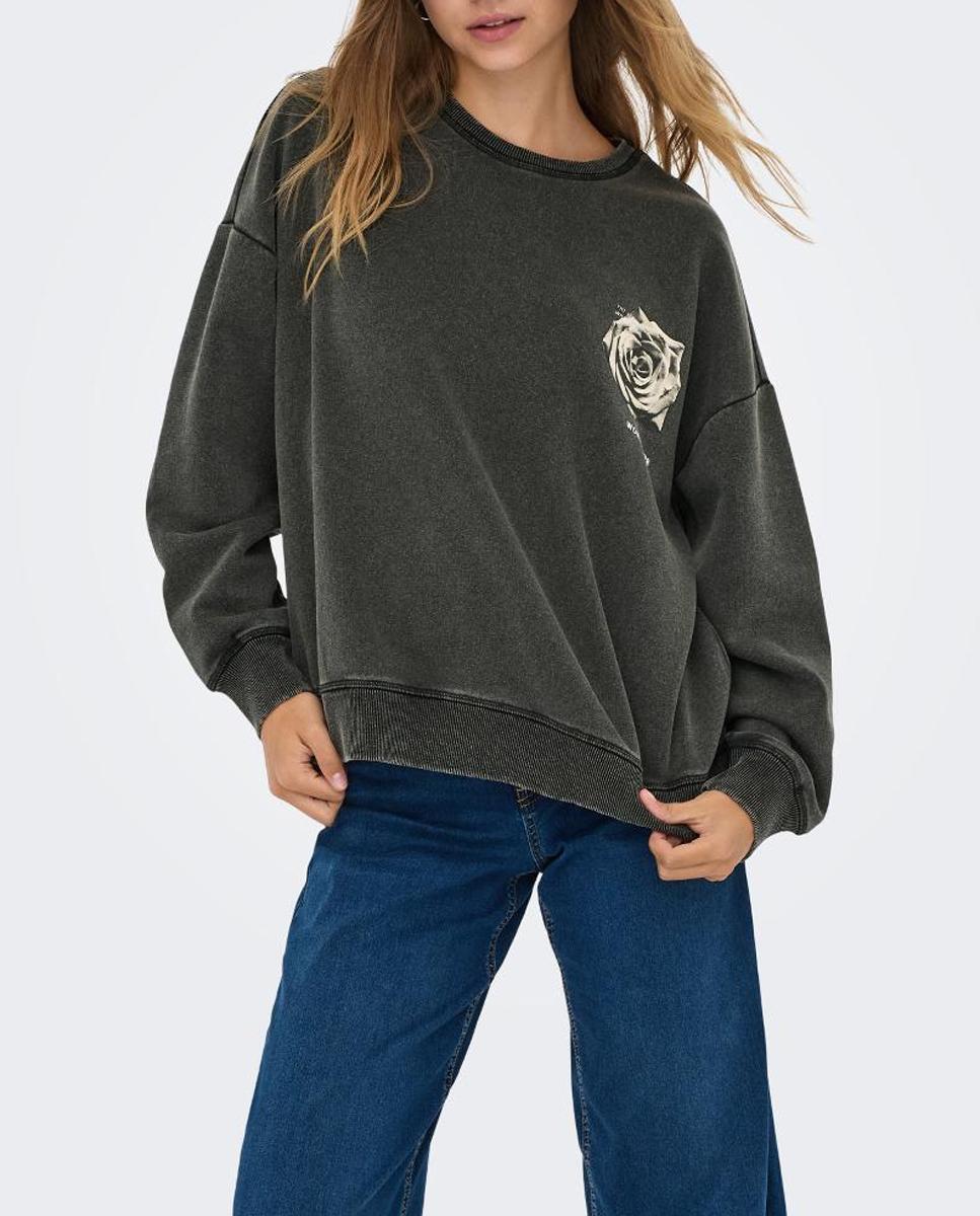 Imagen 0 de Sudadera estampada con mensaje de mujer