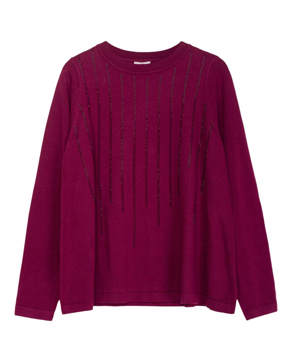 Imagen 0 de Jersey de mujer de cuello redondo y abalorios