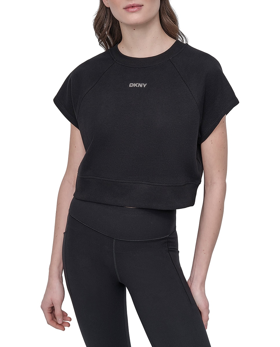 Imagen 0 de Sudadera de mujer manga corta con cuello redondo.