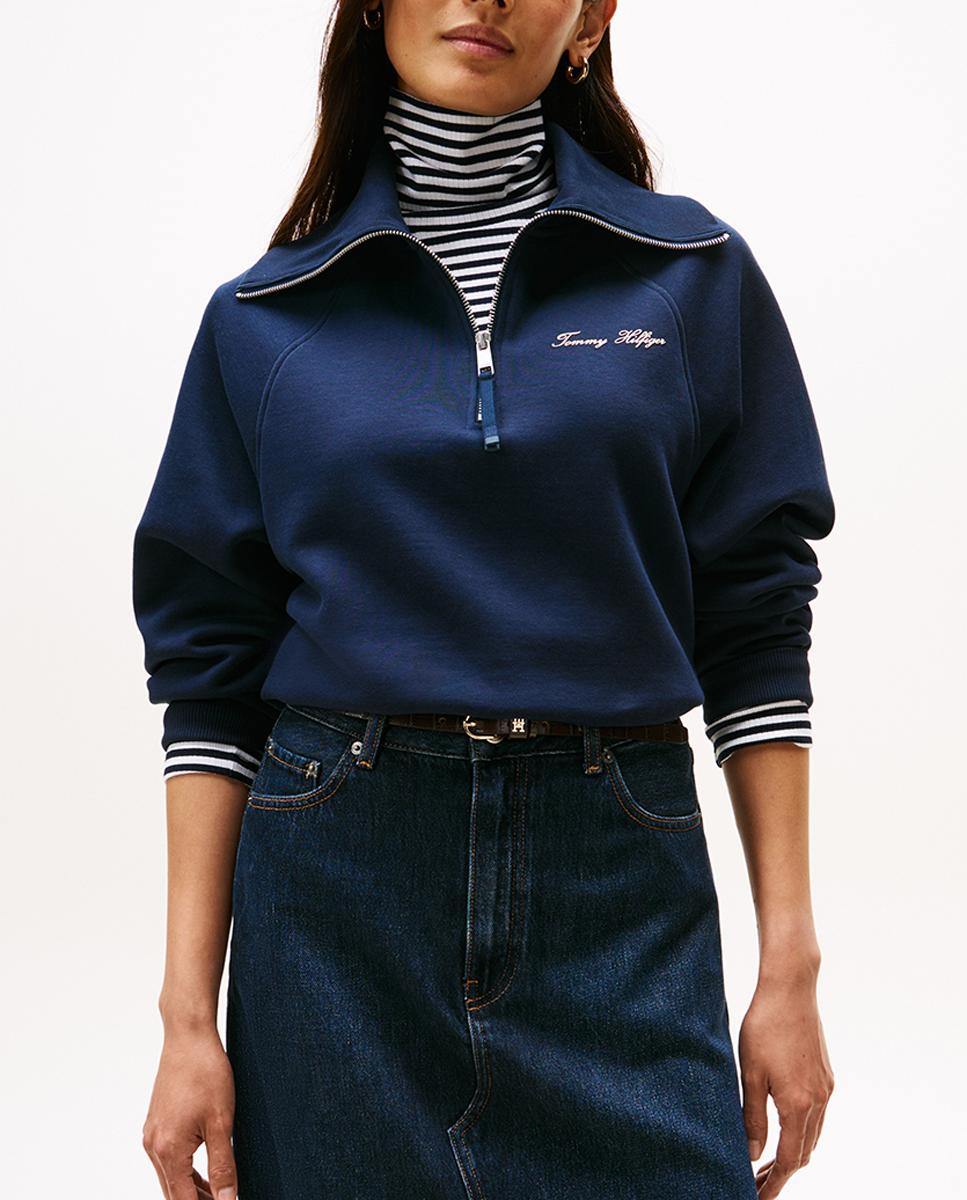 Imagen 0 de Sudadera de mujer con cuello alto y media cremallera