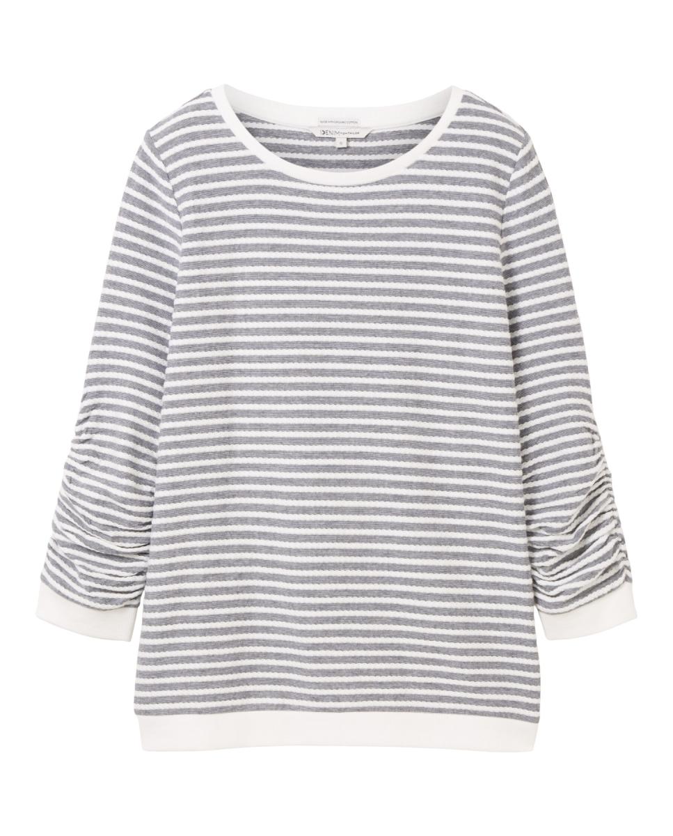 Imagen 0 de Sudadera de mujer de manga langa con cuello redondo diseño de rayas
