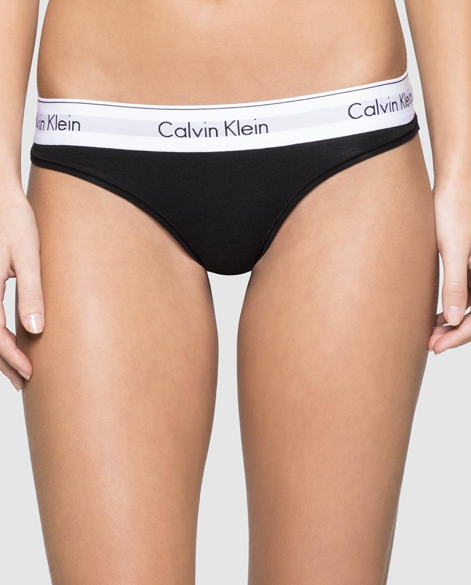 Imagen 0 de Tanga de algodón de mujer Calvin Klein con elástico