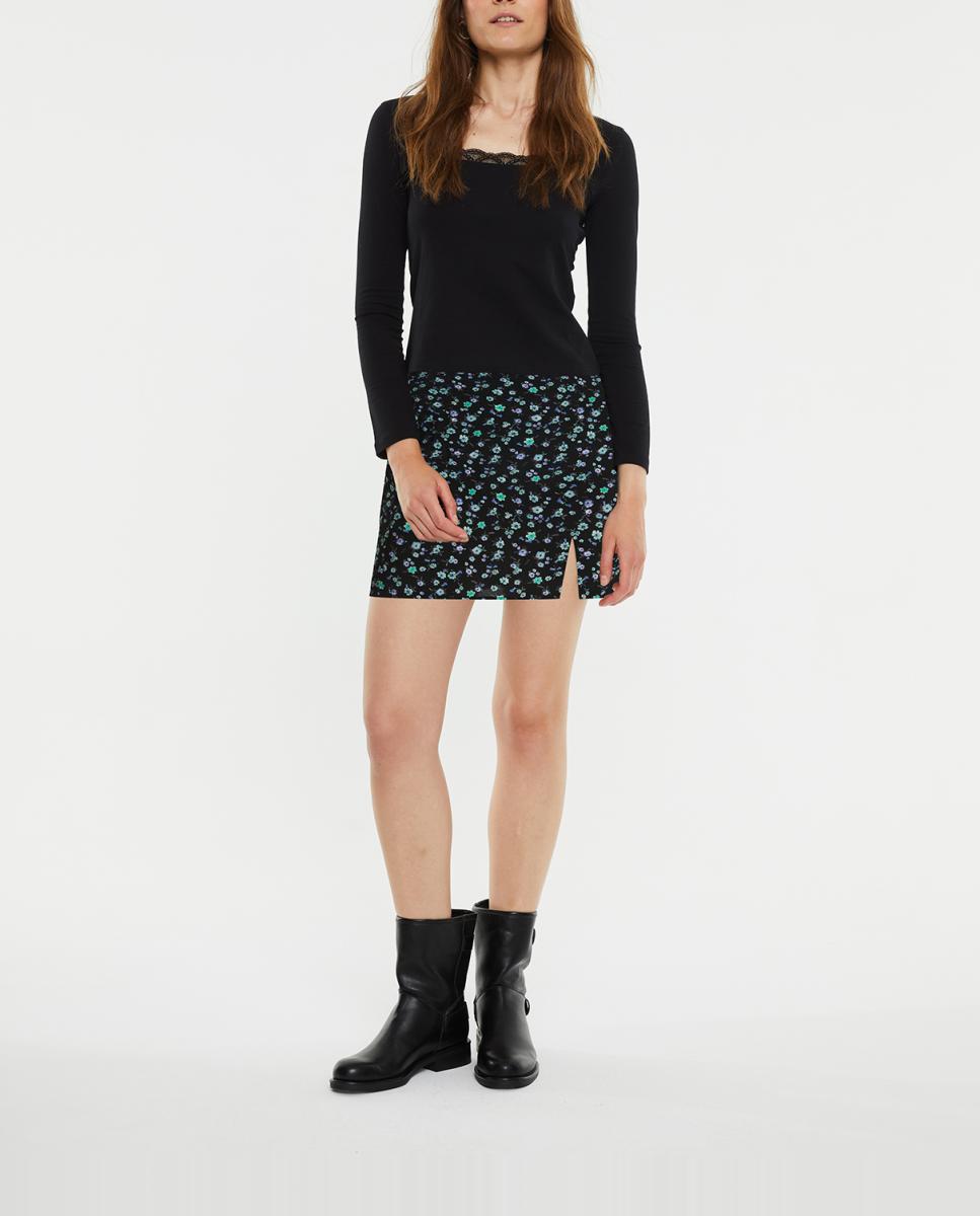 Imagen 0 de Minifalda de mujer estampado floral con abertura delantera