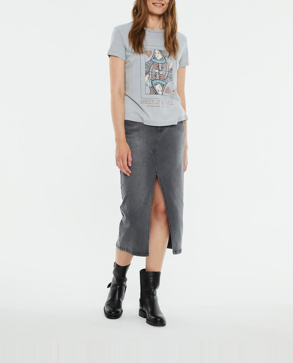 Imagen 0 de Falda de mujer midi tejana color gris oscuro