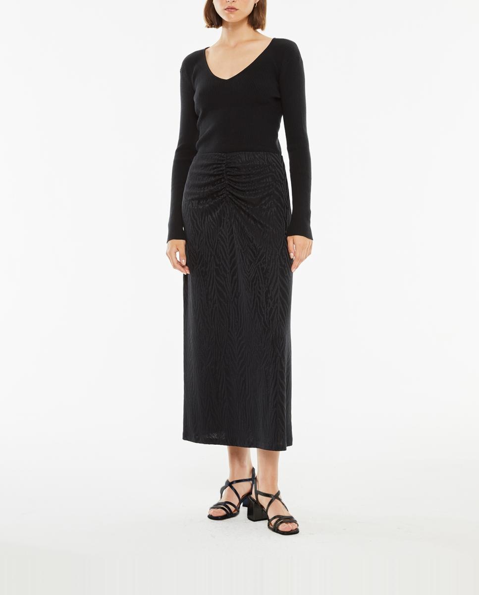 Imagen 0 de Falda de mujer midi ajustada jacquard con fruncido cintura