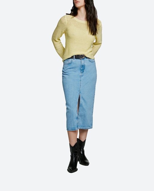 Imagen 0 de Falda midi vaquera con apertura