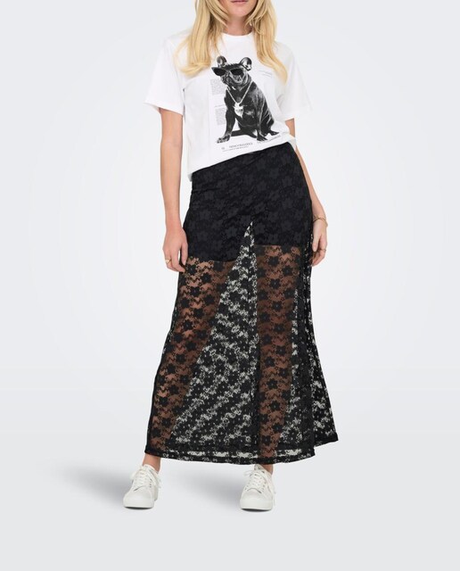 Imagen 0 de Falda larga ajustada con encaje de mujer