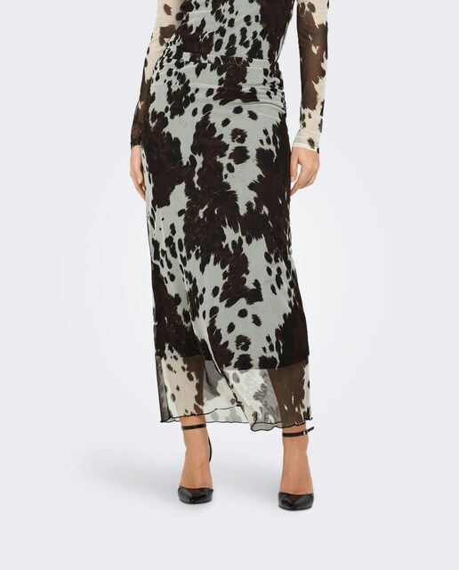 Imagen 0 de Falda larga fluida con estampado animal de mujer