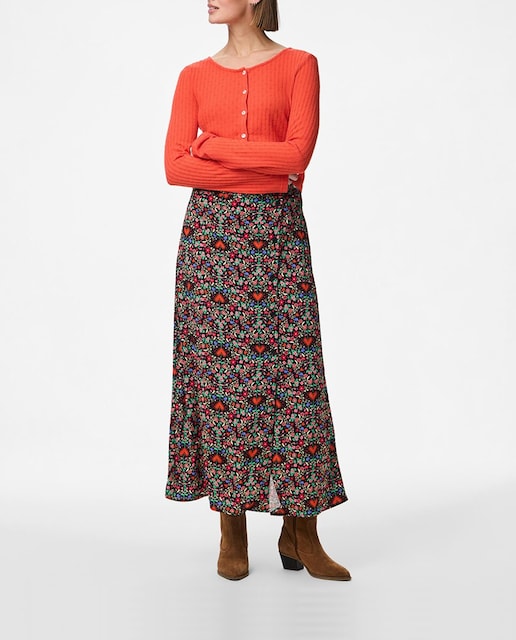 Imagen 0 de Falda midi con estampado de corazones de mujer