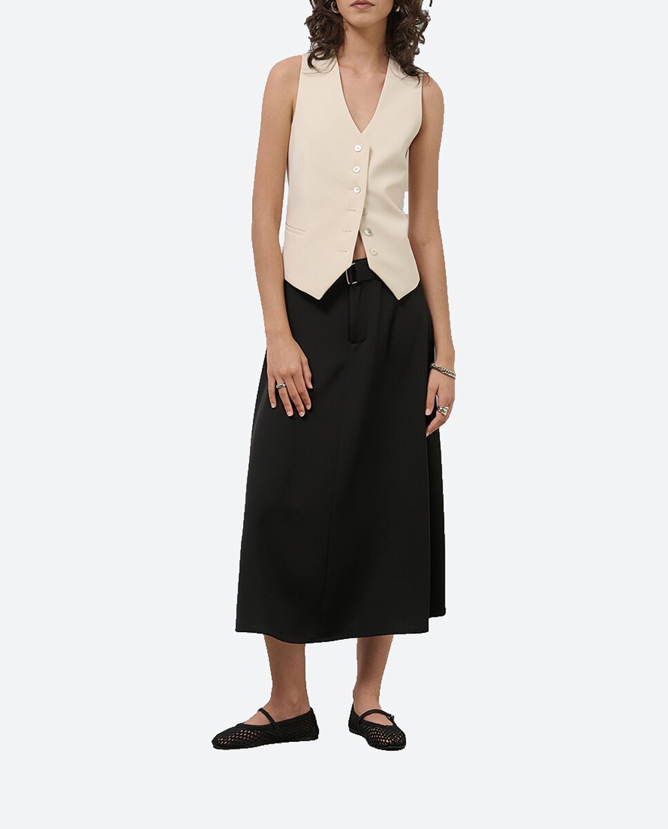 Imagen 0 de Falda midi fluida twill con cinturón