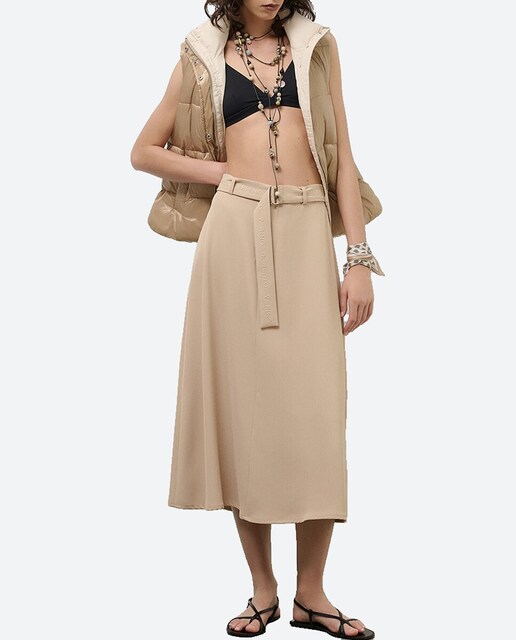 Imagen 0 de Falda midi fluida twill con cinturón