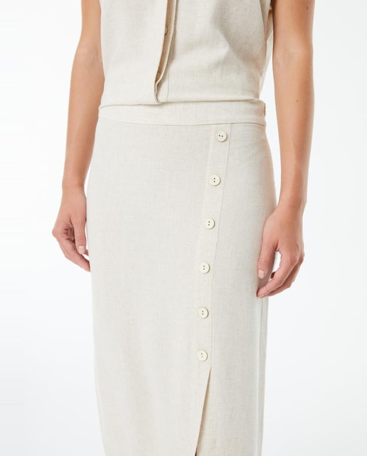 Imagen 0 de Falda midi botones en el lateral