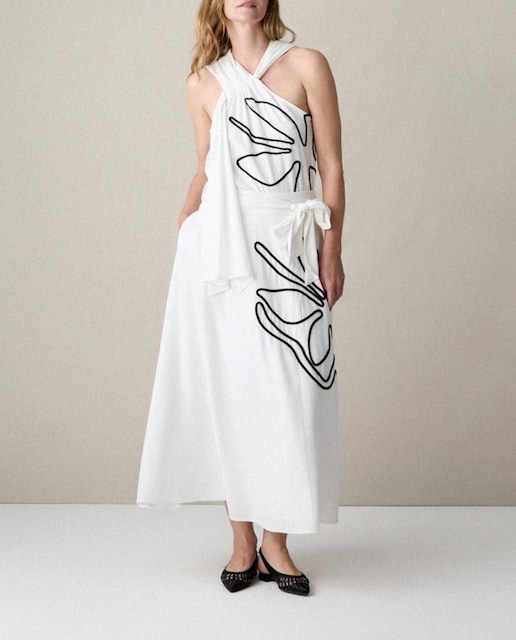 Imagen 0 de Falda mezcla lino con bordado cuerda