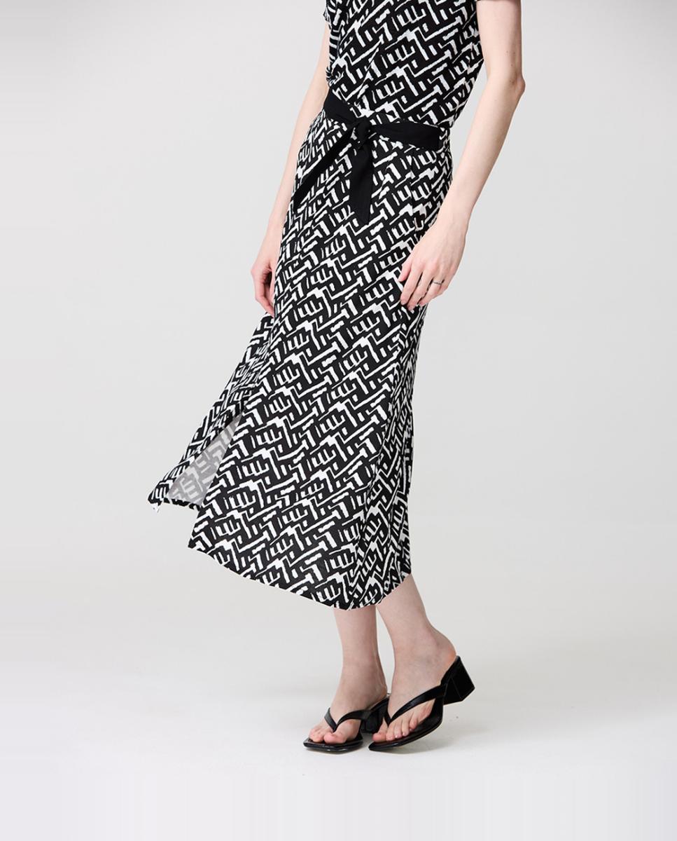 Imagen 0 de Falda estampado geométrico lazo en cintura