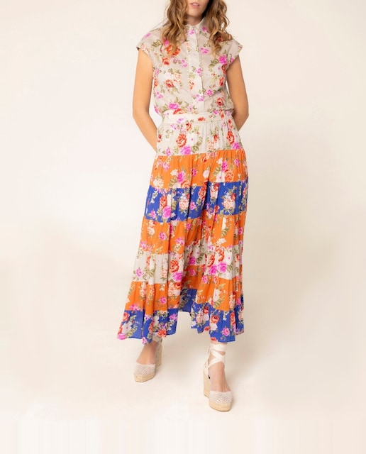 Imagen 0 de Falda larga con volantes y estampado floral