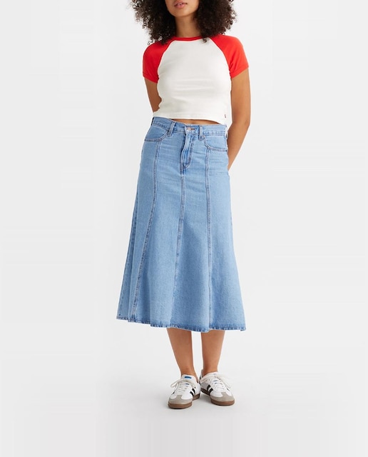 Imagen 0 de Falda vaquera midi con vuelo