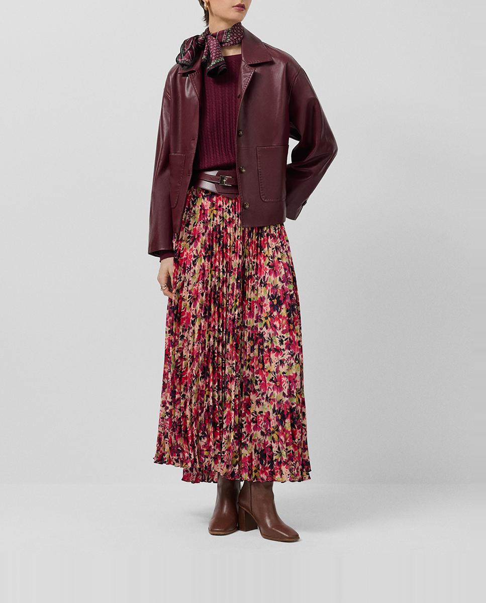 Imagen 0 de Falda midi plisada crepe georgette estampado floral