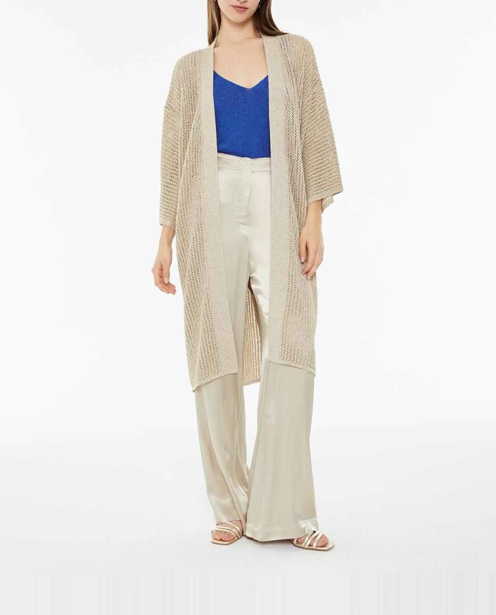 Imagen 0 de Kimono de mujer largo de punto calado de lúrex