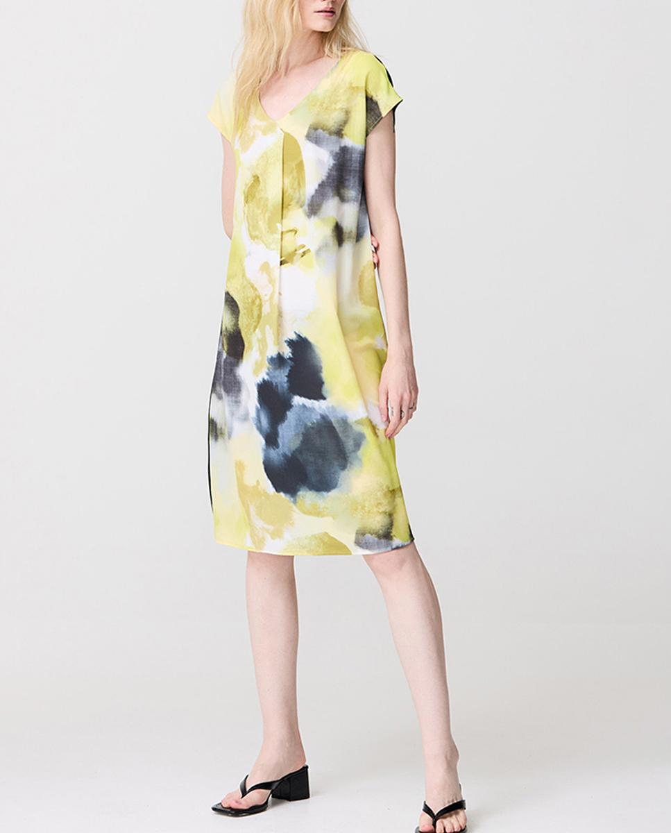 Imagen 0 de Vestido midi cuello pico estampado