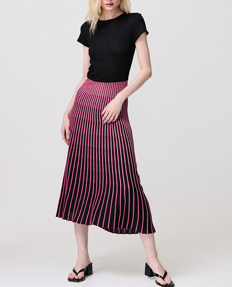 Imagen 0 de Vestido midi de punto con falda efecto plisado