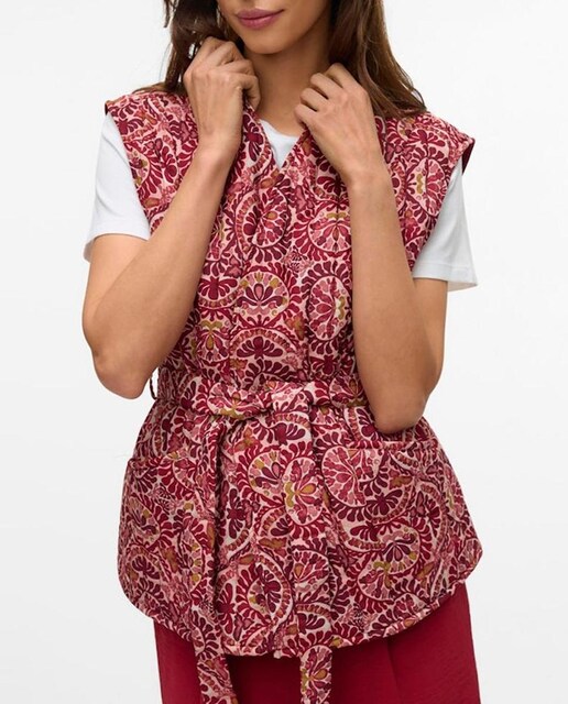 Imagen 0 de Chaleco estampado de mujer con cinturon